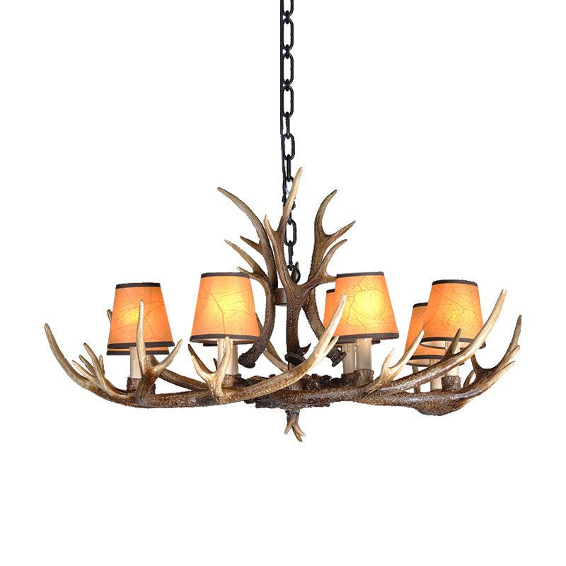 4/6/8 Lights Resin Chandelier Lamp Loft Brown Cone Pendant - Rebooters