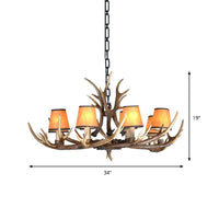 4/6/8 Lights Resin Chandelier Lamp Loft Brown Cone Pendant - Rebooters