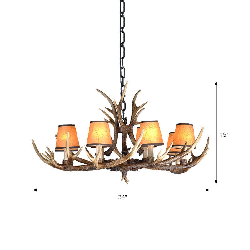 4/6/8 Lights Resin Chandelier Lamp Loft Brown Cone Pendant - Rebooters