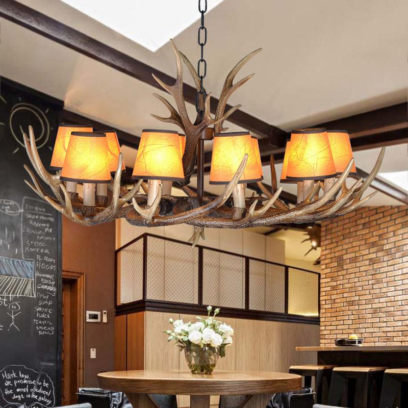 4/6/8 Lights Resin Chandelier Lamp Loft Brown Cone Pendant - Rebooters