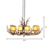 4/6/8 Lights Resin Chandelier Lamp Loft Brown Cone Pendant - Rebooters
