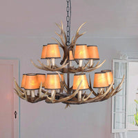 4/6/8 Lights Resin Chandelier Lamp Loft Brown Cone Pendant - Rebooters