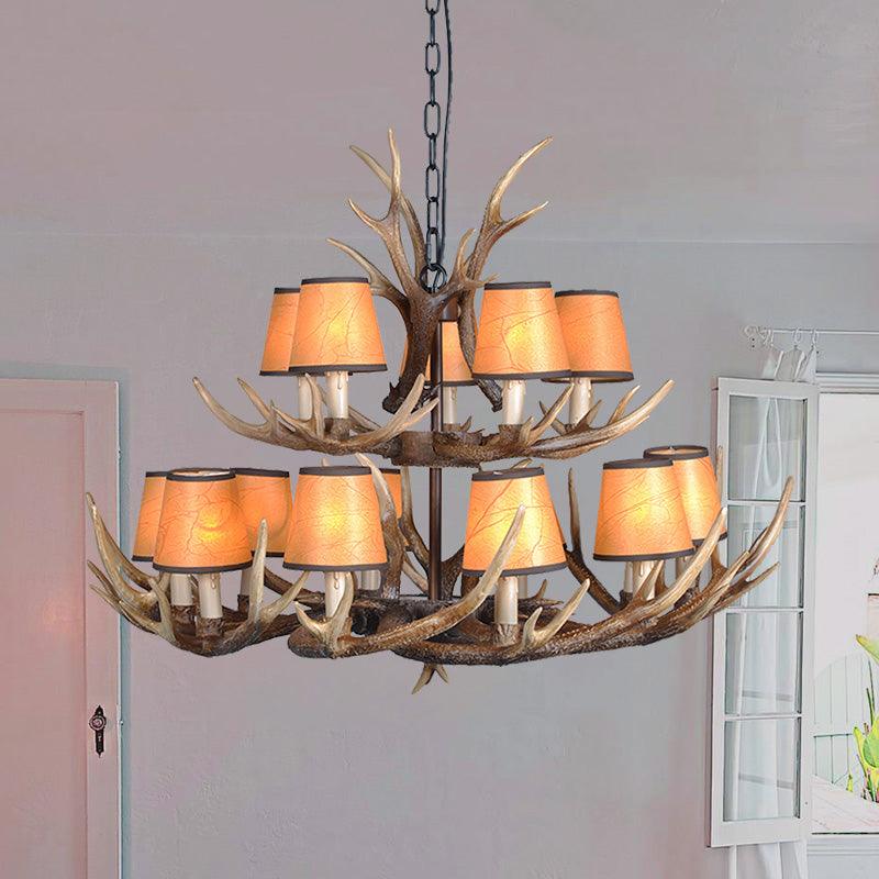 4/6/8 Lights Resin Chandelier Lamp Loft Brown Cone Pendant - Rebooters