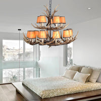 4/6/8 Lights Resin Chandelier Lamp Loft Brown Cone Pendant - Rebooters