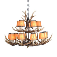 4/6/8 Lights Resin Chandelier Lamp Loft Brown Cone Pendant - Rebooters