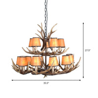 4/6/8 Lights Resin Chandelier Lamp Loft Brown Cone Pendant - Rebooters