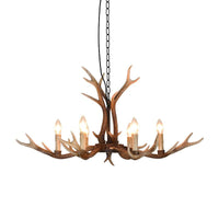 6/8 Lights Antler Ceiling Chandelier Rustic Khaki Resin Light - Rebooters