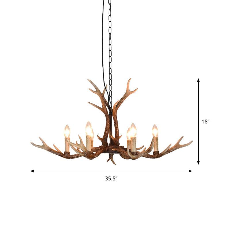 6/8 Lights Antler Ceiling Chandelier Rustic Khaki Resin Light - Rebooters