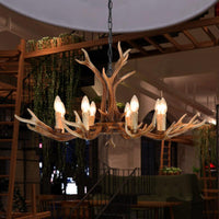 6/8 Lights Antler Ceiling Chandelier Rustic Khaki Resin Light - Rebooters
