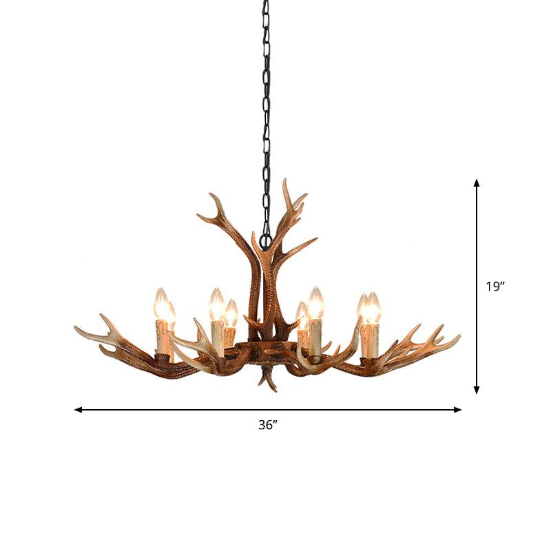 6/8 Lights Antler Ceiling Chandelier Rustic Khaki Resin Light - Rebooters