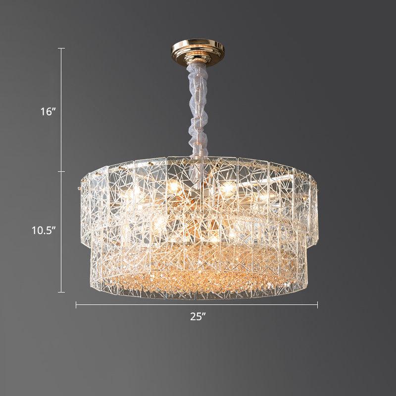 2-Tier Chandelier Pendant Light Modern Clear Glass Hanging Light - Rebooters