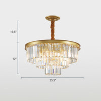 3-Ring Crystal Hanging Lamp Simplicity Gold Finish Chandelier - Rebooters