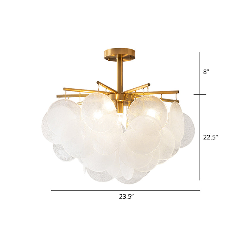 Seedy Glass Disc Ceiling Chandelier Modern Gold Finish Light - Rebooters