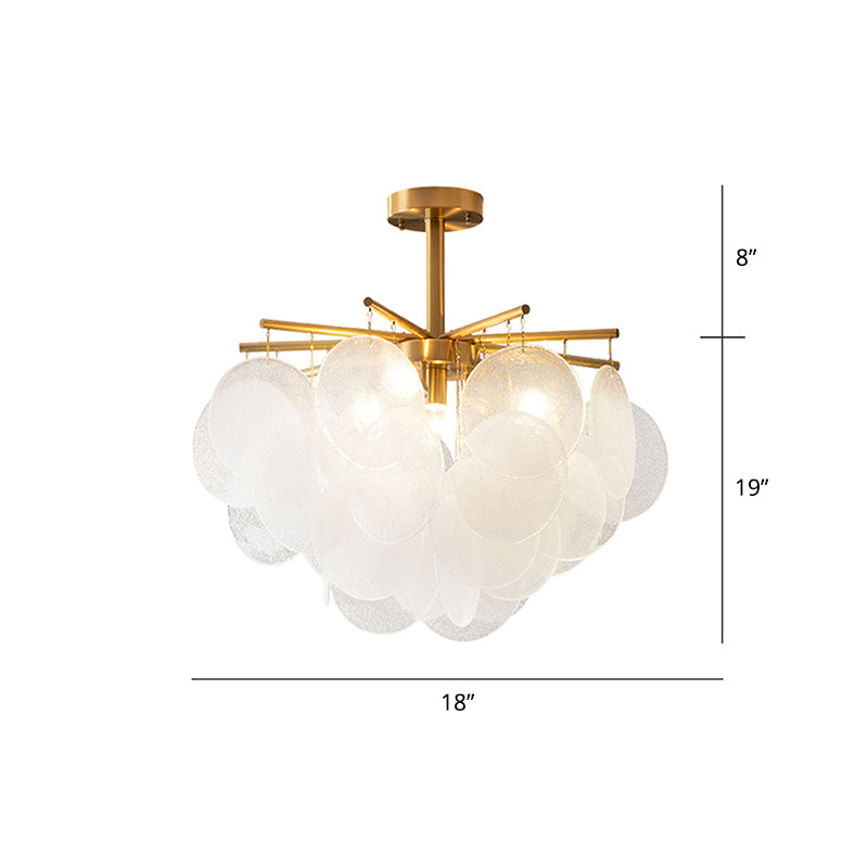Seedy Glass Disc Ceiling Chandelier Modern Gold Finish Light - Rebooters