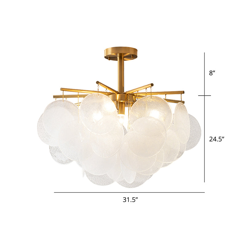 Seedy Glass Disc Ceiling Chandelier Modern Gold Finish Light - Rebooters