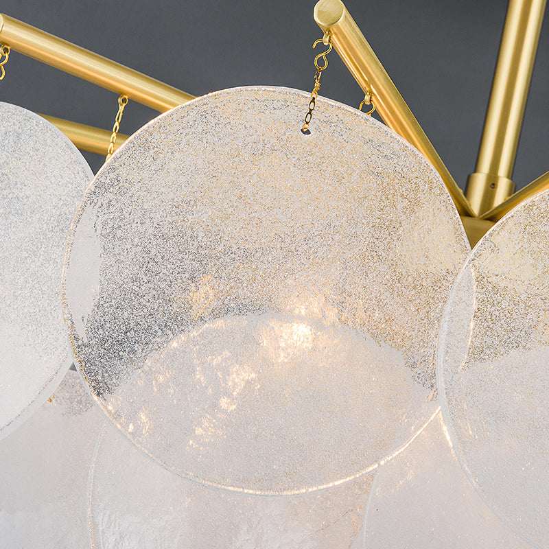 Seedy Glass Disc Ceiling Chandelier Modern Gold Finish Light - Rebooters