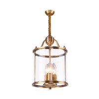 8/18 Inch Wide Cylindrical Chandelier Lighting Colonial Clear Glass Brass 3/7 Bulbs Hanging Ceiling Light - Rebooters