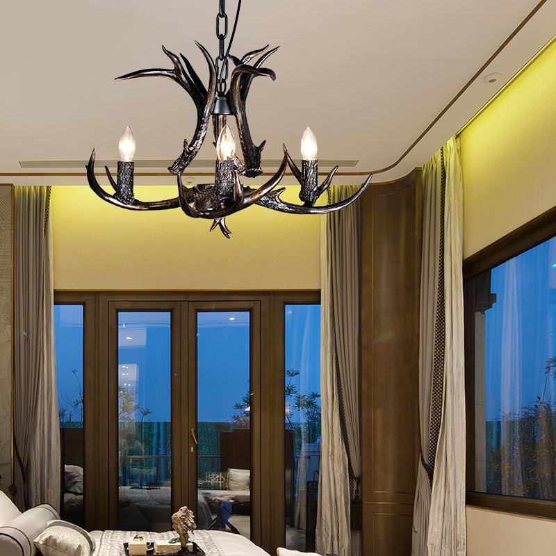 3/5/6 Heads Resin Chandelier Vintage Style Black Candelabra Light - Rebooters