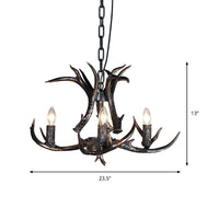 3/5/6 Heads Resin Chandelier Vintage Style Black Candelabra Light - Rebooters