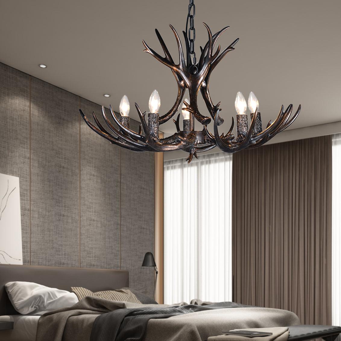 3/5/6 Heads Resin Chandelier Vintage Style Black Candelabra Light - Rebooters