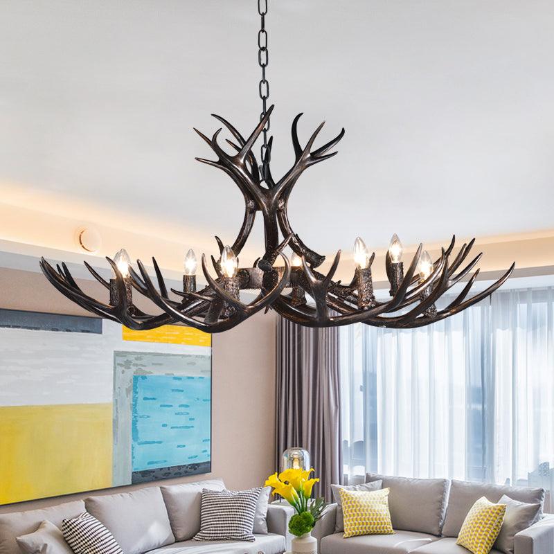 3/5/6 Heads Resin Chandelier Vintage Style Black Candelabra Light - Rebooters