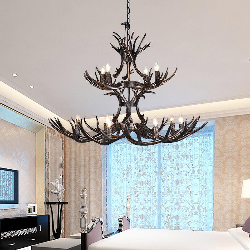 3/5/6 Heads Resin Chandelier Vintage Style Black Candelabra Light - Rebooters