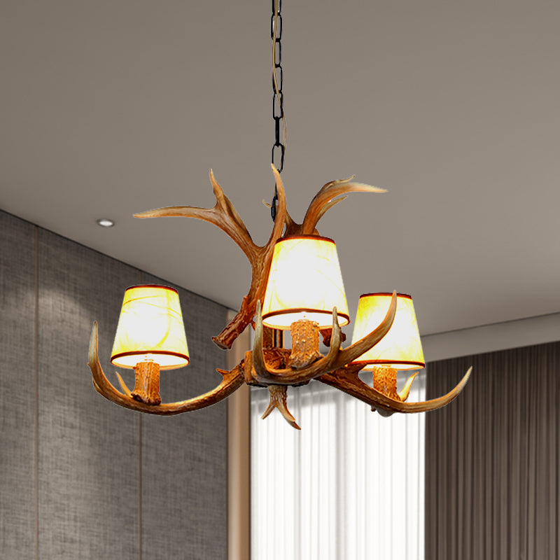 Cone Resin Pendant Lighting Traditional Chandelier with Antler - Rebooters