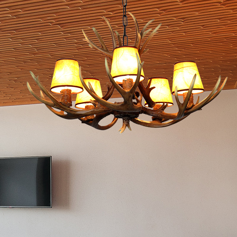 Cone Resin Pendant Lighting Traditional Chandelier with Antler - Rebooters