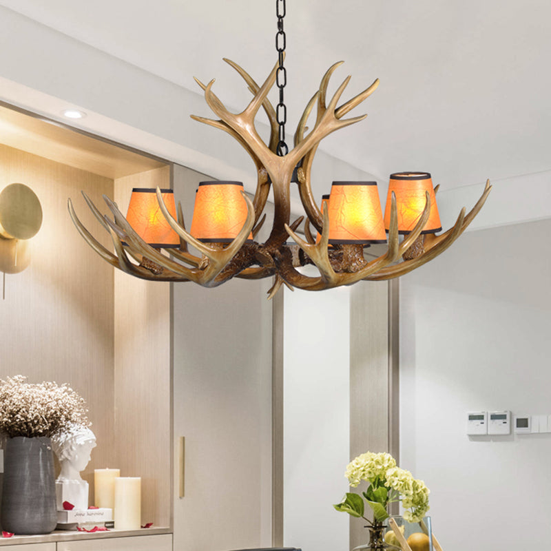Cone Resin Pendant Lighting Traditional Chandelier with Antler - Rebooters