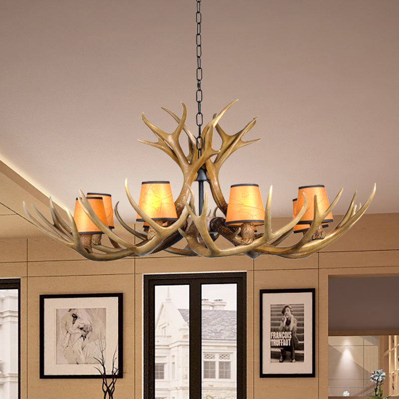 Cone Resin Pendant Lighting Traditional Chandelier with Antler - Rebooters