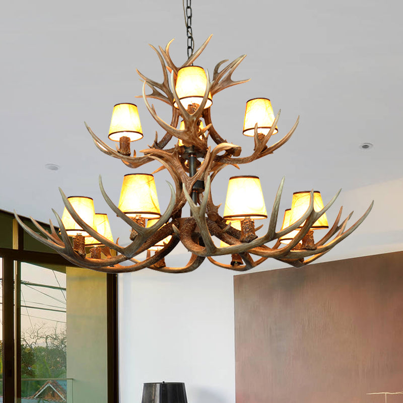 Cone Resin Pendant Lighting Traditional Chandelier with Antler - Rebooters