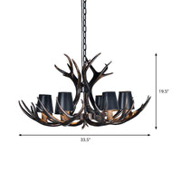 Black 3/6/8 Lights Chandelier Rustic Resin Pendant Lamp - Rebooters