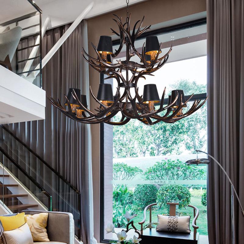 Black 3/6/8 Lights Chandelier Rustic Resin Pendant Lamp - Rebooters