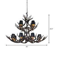 Black 3/6/8 Lights Chandelier Rustic Resin Pendant Lamp - Rebooters