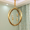 Colonial Round Square Hanging Chandelier 4 Bulbs Gold Light - Rebooters
