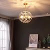 Contemporary Sphere Hanging Chandelier Metal 6 Bulbs Gold Light - Rebooters