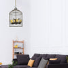 4 Lights Metal Chandelier Lamp Rustic Black Birdcage Pendant - Rebooters