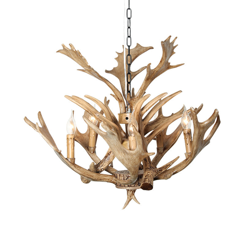 Candle Dining Room Hanging Lamp Traditional Resin 5 Bulbs Chandelier - Rebooters