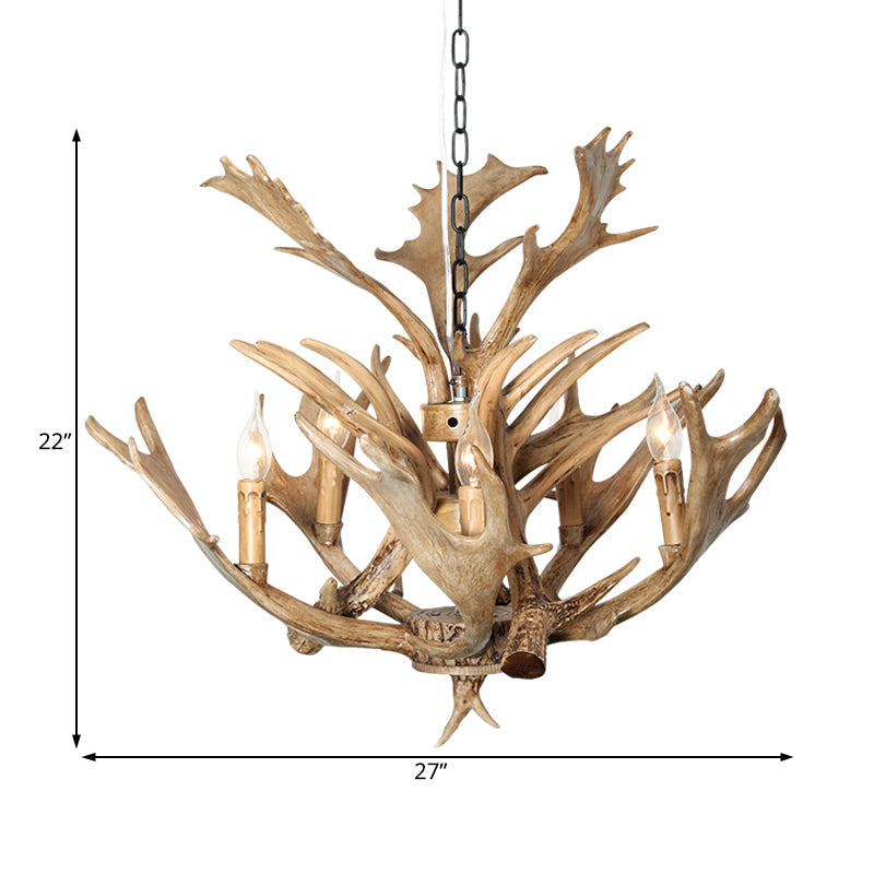 Candle Dining Room Hanging Lamp Traditional Resin 5 Bulbs Chandelier - Rebooters