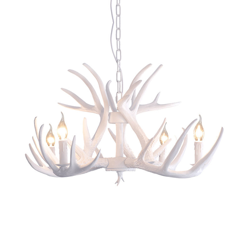 White Faux Antler Pendant Chandelier Traditional Resin Light - Rebooters