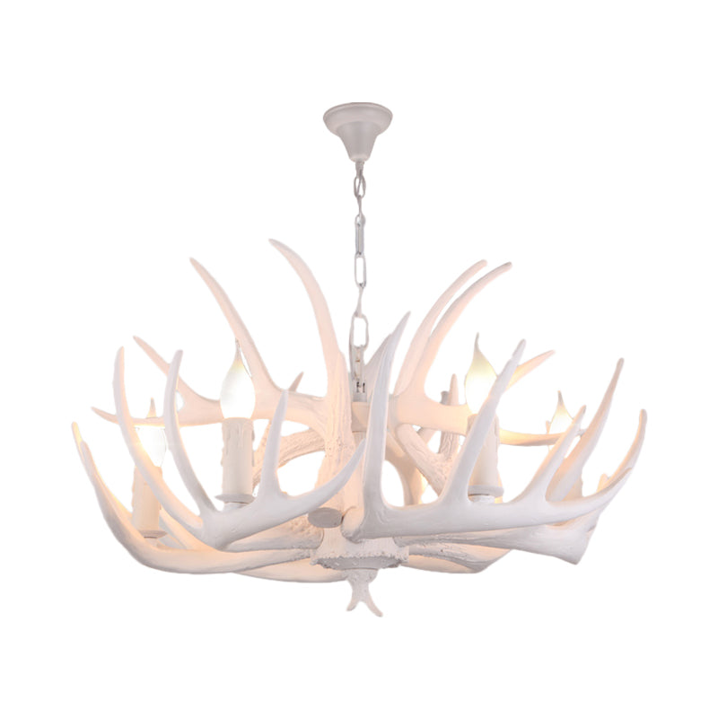 White Faux Antler Pendant Chandelier Traditional Resin Light - Rebooters