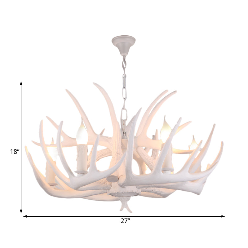 White Faux Antler Pendant Chandelier Traditional Resin Light - Rebooters