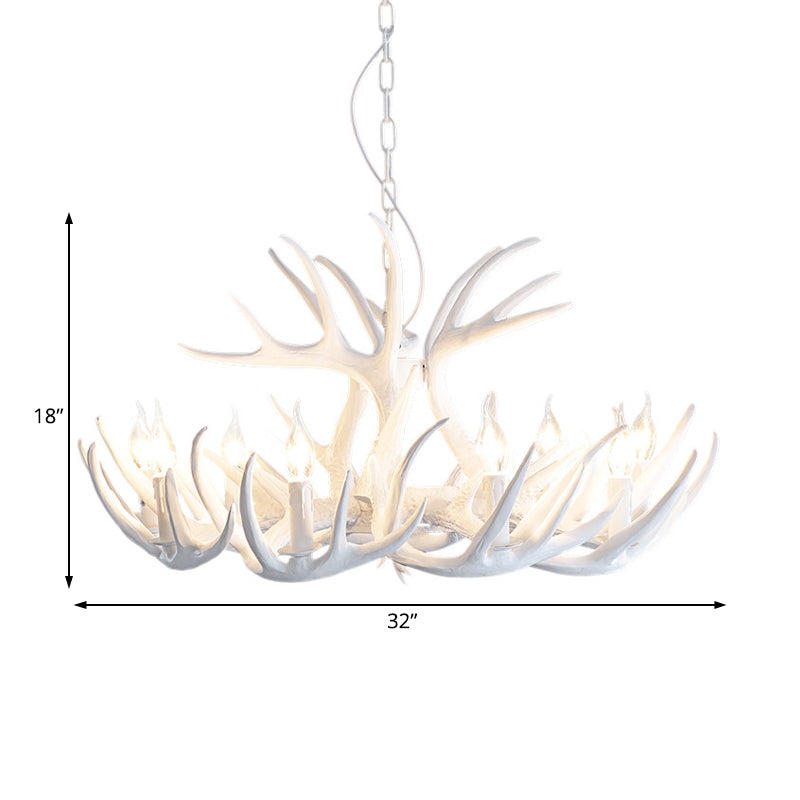 White Faux Antler Pendant Chandelier Traditional Resin Light - Rebooters