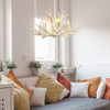 Traditional Candelabra Hanging Pendant 8 Lights Resin Ceiling Chandelier in White - Rebooters