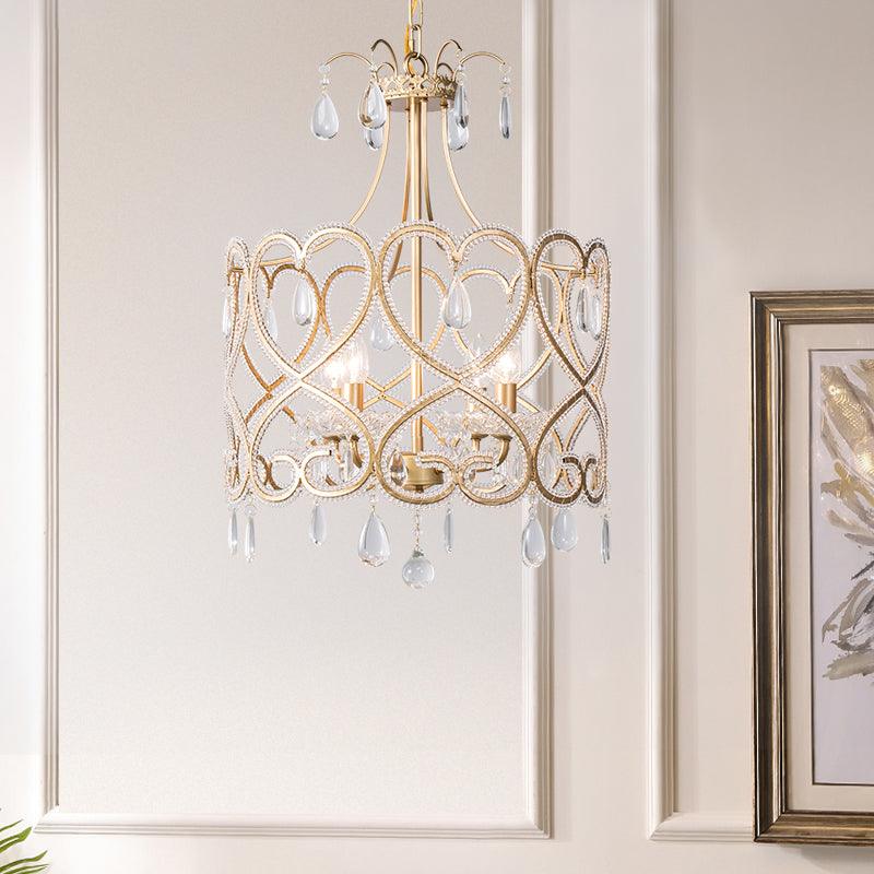 Gold Cylinder Chandelier Lighting Nordic Crystal 4 Bulbs Ceiling Light - Rebooters