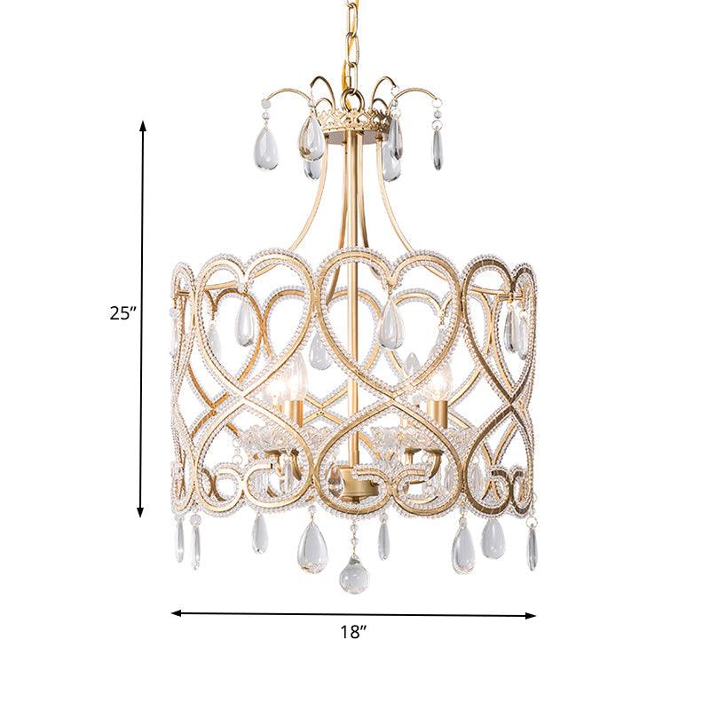 Gold Cylinder Chandelier Lighting Nordic Crystal 4 Bulbs Ceiling Light - Rebooters