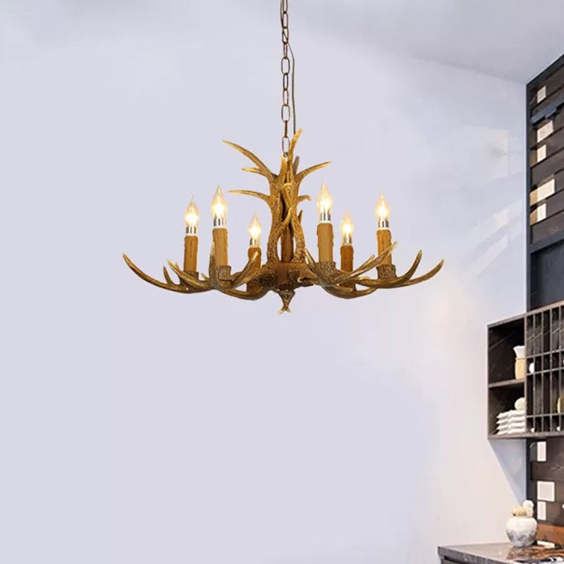 4/6/8 Heads Resin Chandelier Rustic Brown Candle Light - Rebooters