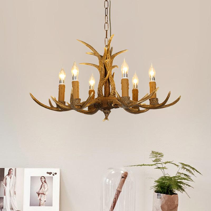 4/6/8 Heads Resin Chandelier Rustic Brown Candle Light - Rebooters