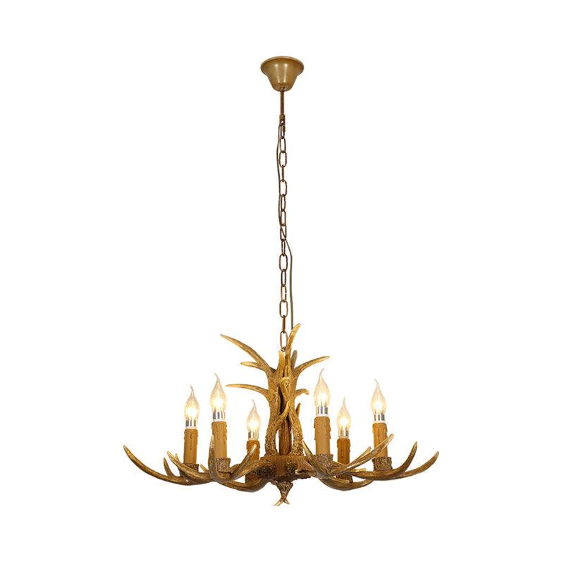 4/6/8 Heads Resin Chandelier Rustic Brown Candle Light - Rebooters