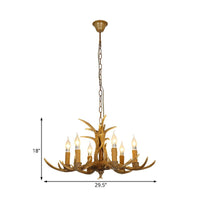 4/6/8 Heads Resin Chandelier Rustic Brown Candle Light - Rebooters